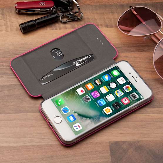 Caseflex Apple iPhone X Pu Leather Stand Id Wallet Silicone Case + Felt Lining  - Pink (W) (Retail Box)