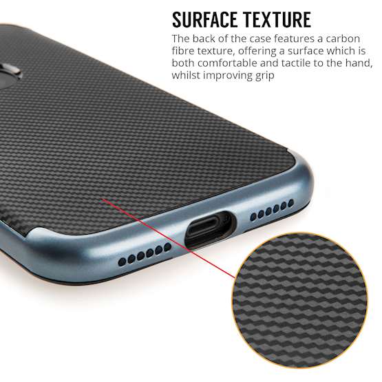Caseflex iPhone X Carbon Fibre Tpu+Pc Gel Case - Blue