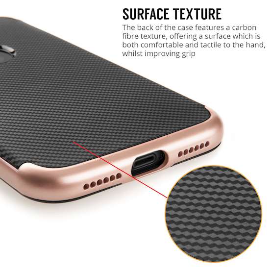Caseflex iPhone X Carbon Fibre Tpu+Pc Gel Case - Rose Gold