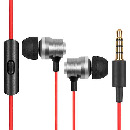 Audiance B2 Ear Buds - Silver with Red Cable