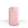 Caseflex Diamond Pattern PU Leather Auto Return Pull Tab Pouch (M) - Baby Pink