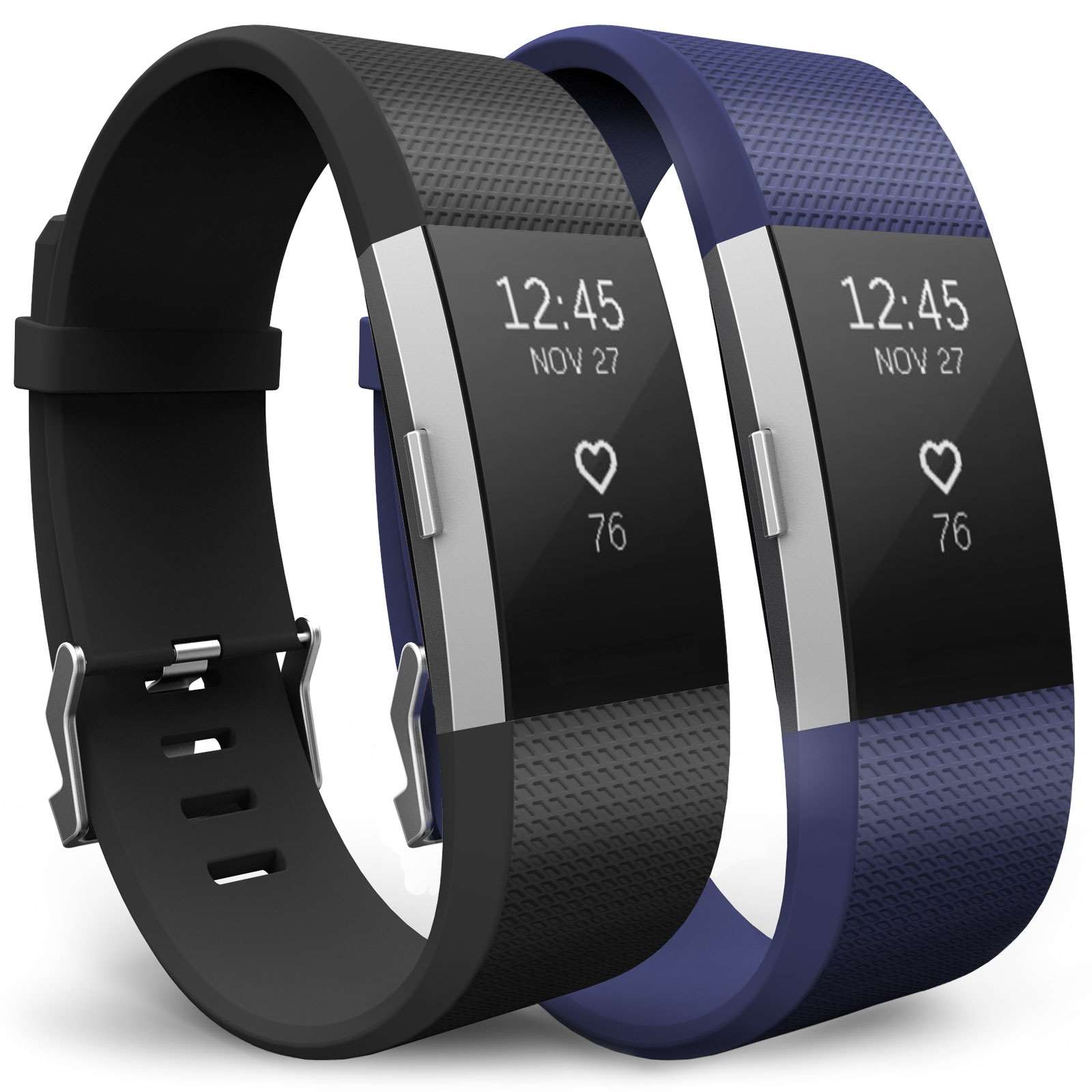 YouSave Fitbit Charge 2 Strap 2-Pack (Large) - Black/Blue