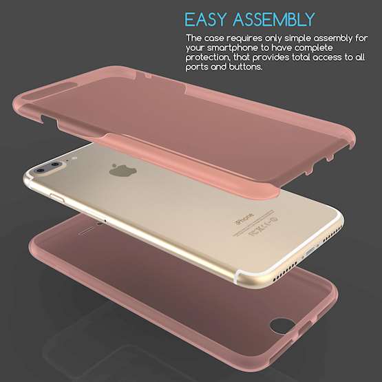iPhone 7 Plus Full  Body 360 TPU Gel Case - Rose Gold