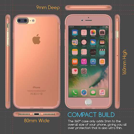 iPhone 7 Plus Full  Body 360 TPU Gel Case - Rose Gold