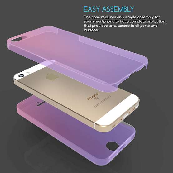 iPhone 5 / 5S / SE Full Body 360 TPU Gel Case - Pink / Purple