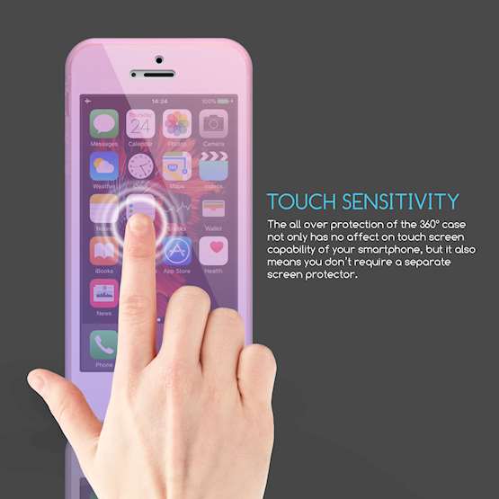 iPhone 5 / 5S / SE Full Body 360 TPU Gel Case - Pink / Purple