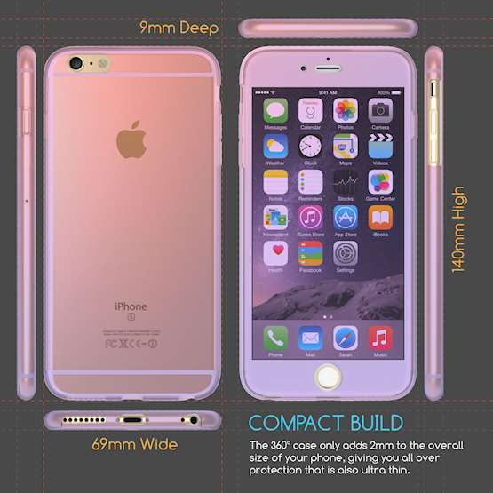 iPhone 6 / 6S Plus Full Body 360 TPU Gel Case Pink / Purple