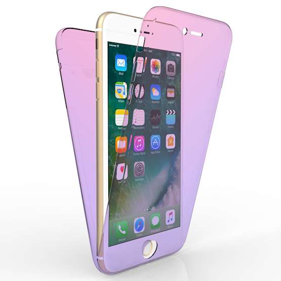 iPhone 7 Plus  Full Body 360 TPU Gel Case - Pink / Purple