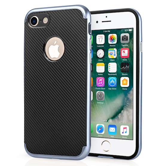 Apple iPhone 7 Carbon Fibre TPU + PC Gel Case - Gun Metal