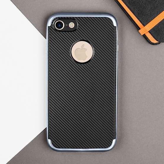 Apple iPhone 7 Carbon Fibre TPU + PC Gel Case - Gun Metal