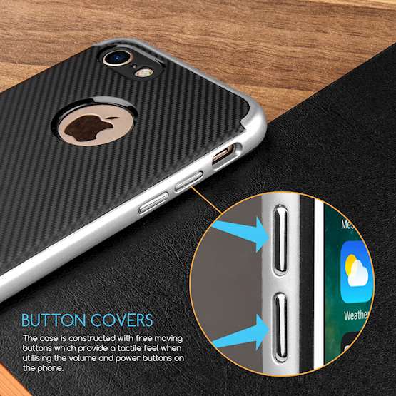 Apple iPhone 7 Carbon Fibre TPU + PC Gel Case - Silver