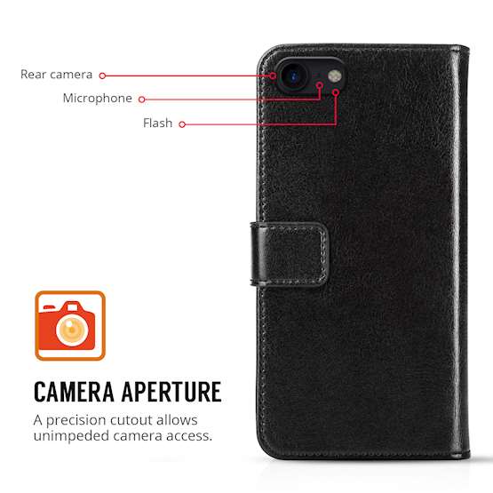 iPhone 8 Id Real Leather Wallet - Black