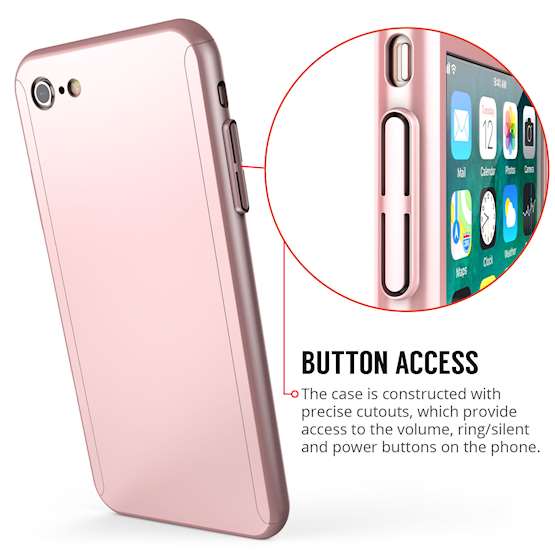 iPhone 8 PC Hybrid Case W/ Tempered Glass Cover - Rose Gold