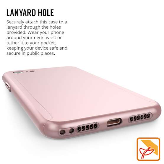 iPhone 8 PC Hybrid Case W/ Tempered Glass Cover - Rose Gold