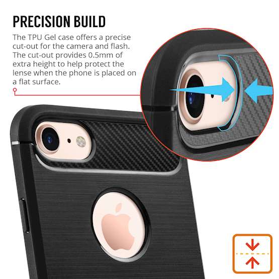 Apple iPhone 8 Carbon Fibre Tpu Case Silicone Cover - Black