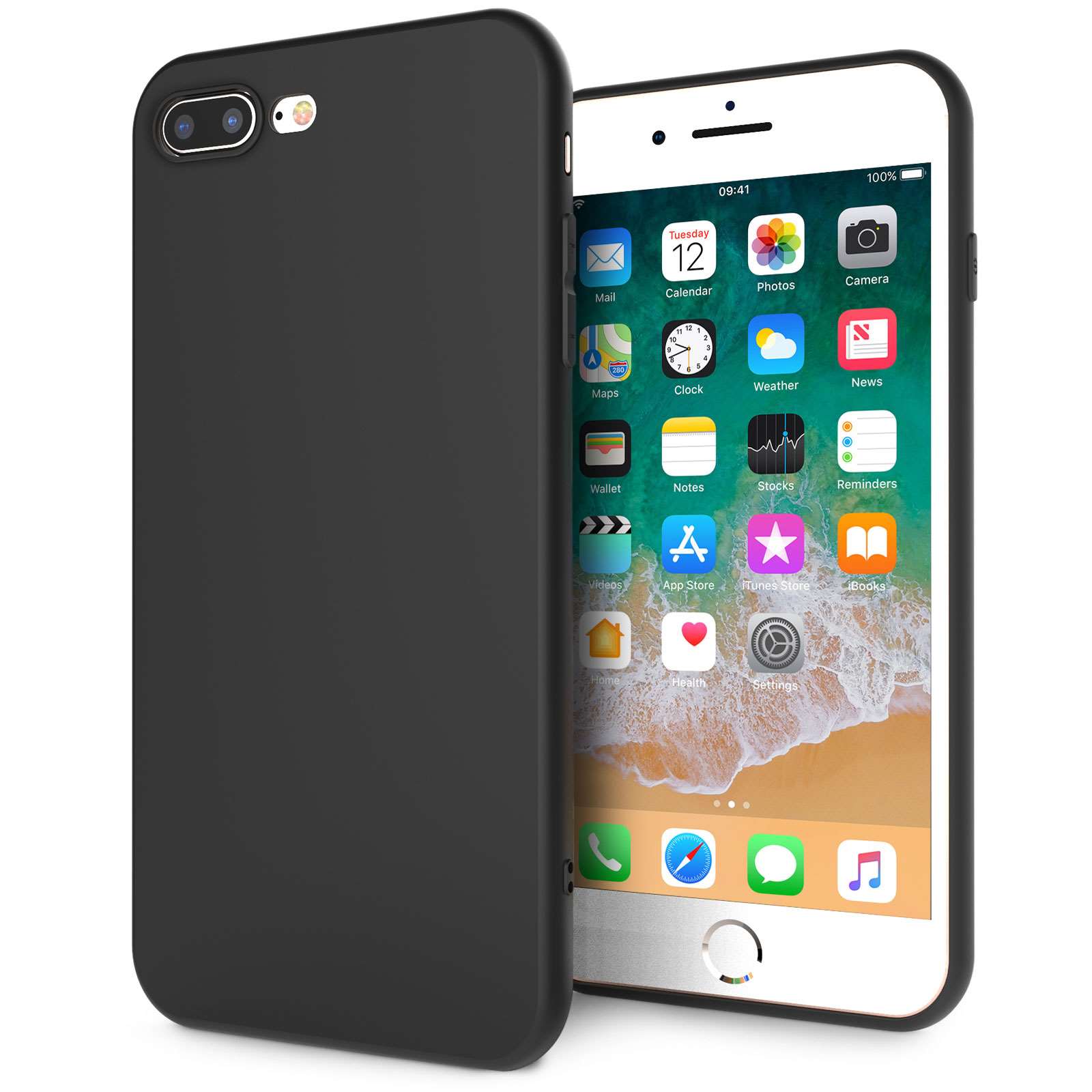 iPhone 8 Plus TPU Silicone Gel Solid Black Matte