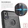 iPhone X Case, | Auto Camera Focus | Leather Effect Design | TPU Gel Back Cover - Black