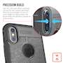 iPhone X Case, | Auto Camera Focus | Leather Effect Design | TPU Gel Back Cover - Grey