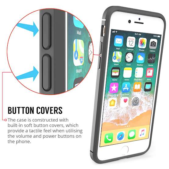 iPhone 8 Case| Auto Camera Focus | Leather Effect Design | TPU Gel Back Cover - Grey