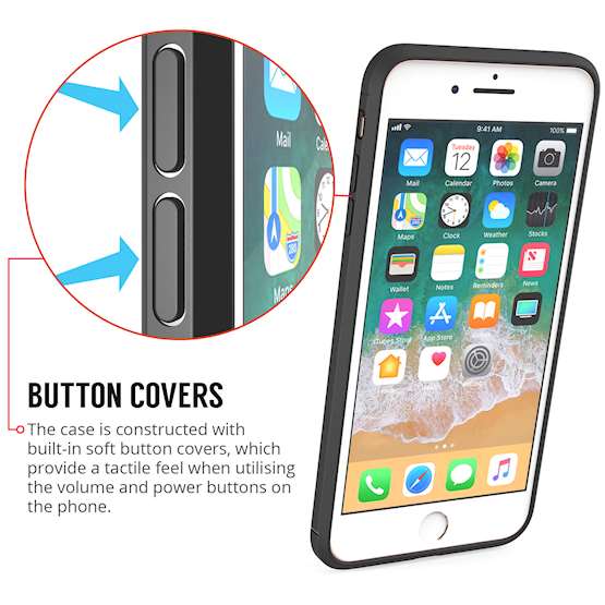 iPhone 8 Plus Case | Auto Camera Focus | Leather Effect Design | TPU Gel Back Cover - Black