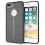 iPhone 8 Plus Case | Auto Camera Focus | Leather Effect Design | TPU Gel Back Cover - Grey