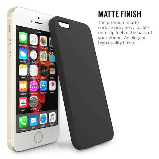 iPhone SE Case,  Scratch Resistant - Ultra Slim & Lightweight - NO Bulkiness - TPU Gel Soft Thin Silicone Back Cover - Solid Black Matte