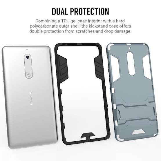 Nokia 5 Mesh Combo Stand Case - Steel Blue