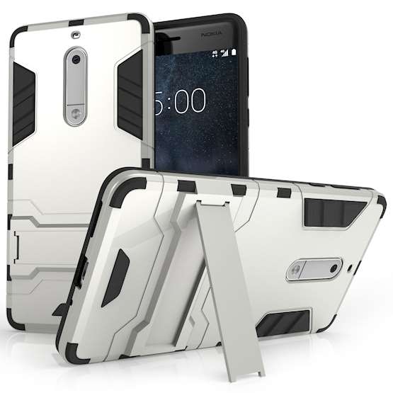 Nokia 5 Mesh Combo Stand Case - Silver