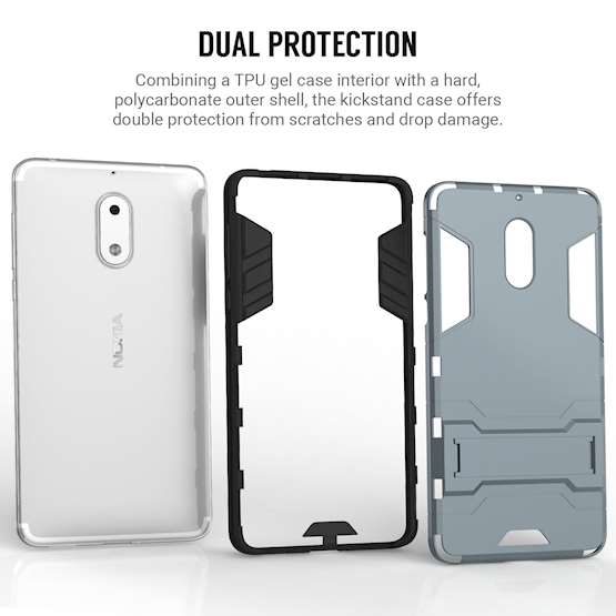 Nokia 6 Mesh Combo Stand Case - Steel Blue 