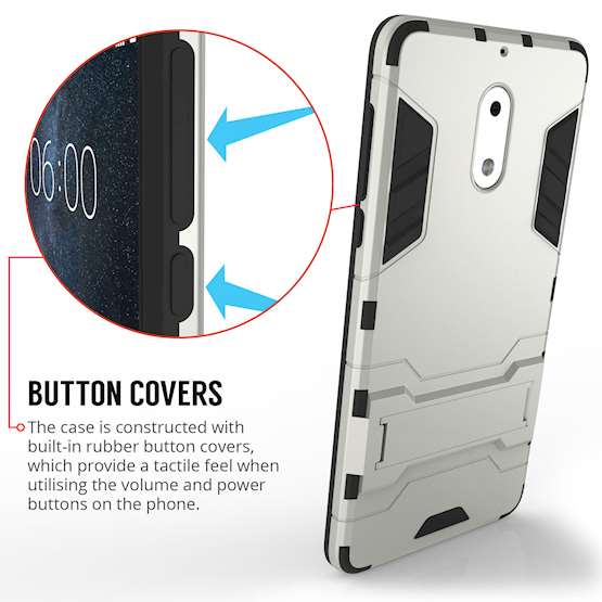 Nokia 6 Mesh Combo Stand Case - Silver