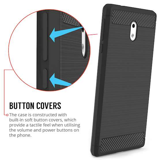 Nokia 3 Carbon Fibre TPU Case Silicone Cover - Black