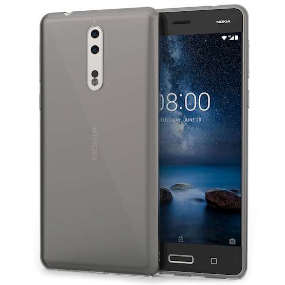 Nokia 8 Case,  Scratch Resistant - Ultra Slim & Lightweight - NO Bulkiness - TPU Gel With Inner Dots Soft Thin Silicone Back Cover - Smoke Black
