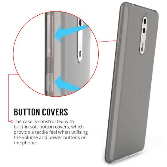 Nokia 8 Case,  Scratch Resistant - Ultra Slim & Lightweight - NO Bulkiness - TPU Gel With Inner Dots Soft Thin Silicone Back Cover - Smoke Black