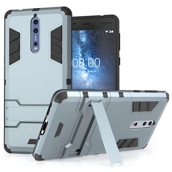 Nokia 8 Case, Extreme Heavy Duty Armour Case For The Nokia 8 | Shockproof Dual Layer Full Body Cover | Drop and Impact Protection - Steel Blue