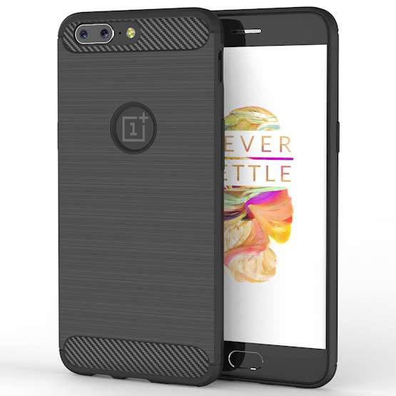 OnePlus 5 Carbon Fibre TPU Case Silicone Cover - Black