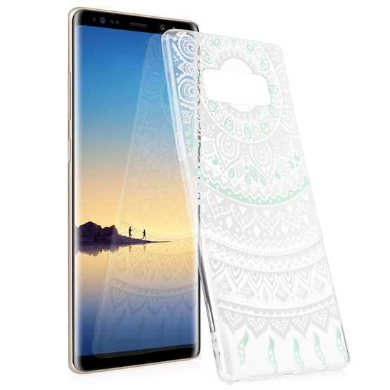 Samsung Galaxy Note 8 TPU Mandala Printed Pattern - Turquoise / White