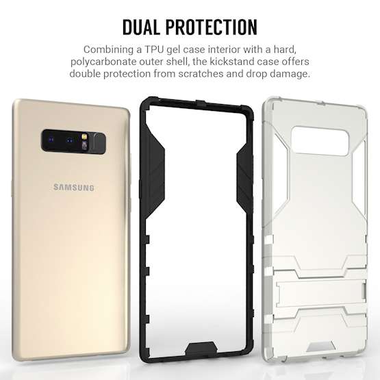 Samsung Galaxy Note 8 Armour Kickstand Case - Silver 