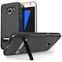 Samsung Galaxy S7 Case, Carbon Fibre Textured Gel Cover | Shock Absorbing | Lightweight & Slim TPU Gel Protection with Stand - Black