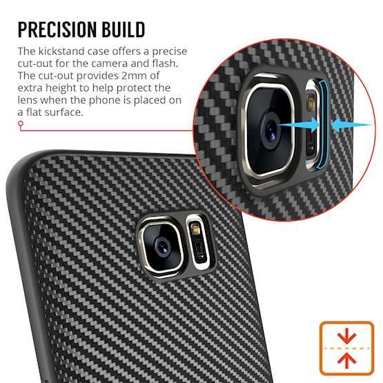 Samsung Galaxy S7 Edge Case, Carbon Fibre Textured Gel Cover | Shock Absorbing | Lightweight & Slim TPU Gel Protection with Stand- Black