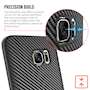 Samsung Galaxy S7 Edge Case, Carbon Fibre Textured Gel Cover | Shock Absorbing | Lightweight & Slim TPU Gel Protection with Stand- Black