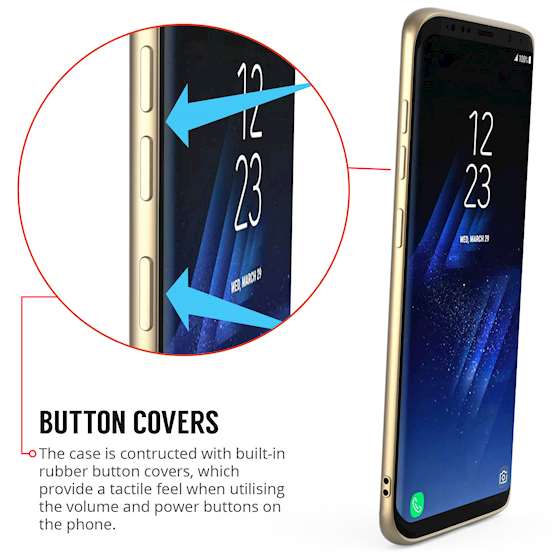 Samsung Galaxy S8 Case, Carbon Fibre Textured Gel Cover | Shock Absorbing | Lightweight & Slim TPU Gel Protection with Stand - Gold