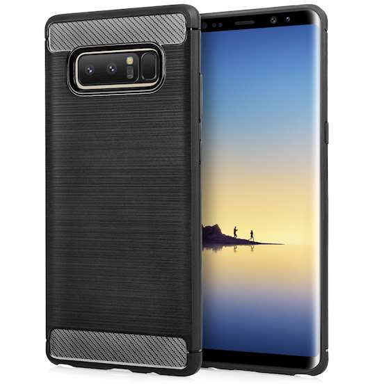 Samsung Galaxy Note 8 Case, Carbon Fibre Textured Gel Cover | Shock Absorbing | Lightweight & Slim TPU Gel Protection - Black