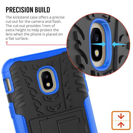 Samsung Galaxy J3 (2017) Case, Sturdy Heavy Duty Protection With Built In Viewing Stand Lightweight | Anti Drop | Impact Resistant Samsung Galaxy J3 (2017) Case - Black & Blue