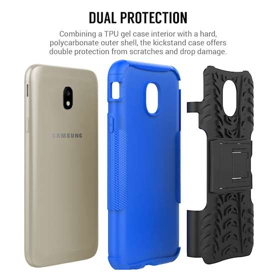 Samsung Galaxy J3 (2017) Case, Sturdy Heavy Duty Protection With Built In Viewing Stand Lightweight | Anti Drop | Impact Resistant Samsung Galaxy J3 (2017) Case - Black & Blue