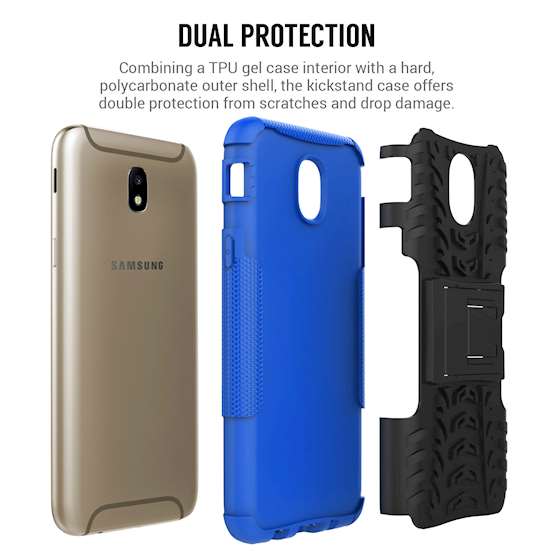 Samsung Galaxy J5 (2017) Case, Sturdy Heavy Duty Protection With Built In Viewing Stand Lightweight | Anti Drop | Impact Resistant Samsung Galaxy J5 (2017) Case - Black & Blue