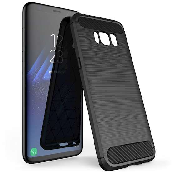 Samsung Galaxy S8 Case, Carbon Fibre Textured Gel Cover | Shock Absorbing | Lightweight & Slim TPU Gel Protection - Black