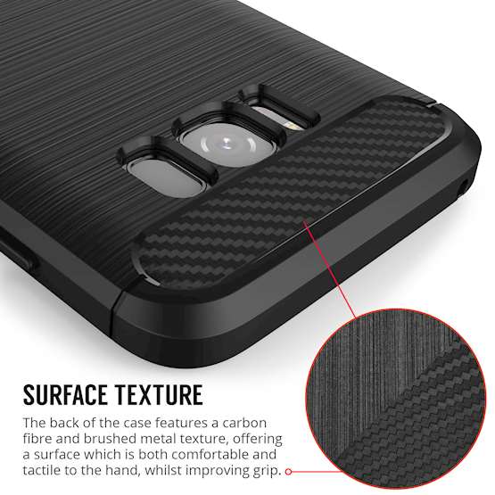 Samsung Galaxy S8 Case, Carbon Fibre Textured Gel Cover | Shock Absorbing | Lightweight & Slim TPU Gel Protection - Black