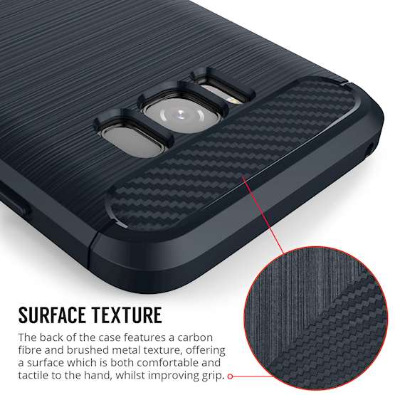 Samsung Galaxy S8 Case, Carbon Fibre Textured Gel Cover | Shock Absorbing | Lightweight & Slim TPU Gel Protection - Blue