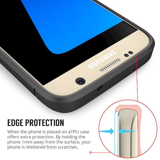Samsung Galaxy S7 Case, Carbon Fibre Textured Gel Cover | Shock Absorbing | Lightweight & Slim TPU Gel Protection - Black