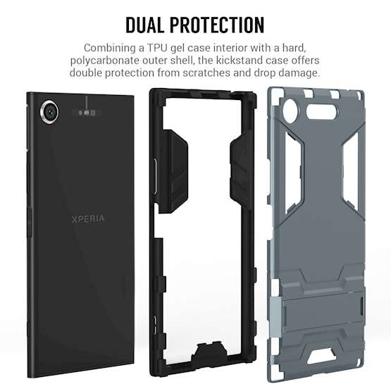 Sony Xperia XZ1 Case, Extreme Heavy Duty Armour Case For The Sony Xperia XZ1 | Shockproof Dual Layer Full Body Cover | Drop and Impact Protection - Steel Blue